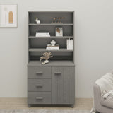 NNEVL Highboard Solid Wood Pine Light Grey