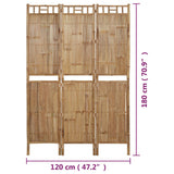 NNEVL 3-Panel Room Divider Bamboo 120x180 cm