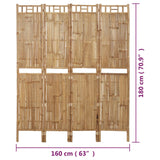 NNEVL 4-Panel Room Divider Bamboo 160x180 cm