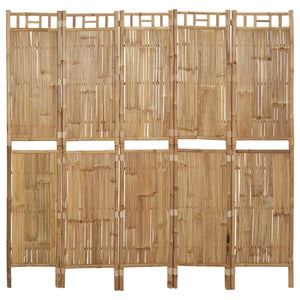NNEVL 5-Panel Room Divider Bamboo 200x180 cm