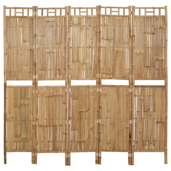 NNEVL 5-Panel Room Divider Bamboo 200x180 cm