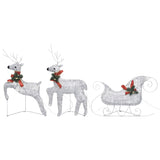 NNEVL Reindeer & Sleigh Christmas Decoration 140 LEDs Outdoor Silver