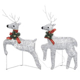 NNEVL Reindeer & Sleigh Christmas Decoration 140 LEDs Outdoor Silver