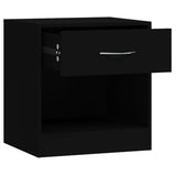 NNEVL Bedside Cabinets 2 pcs with Drawer Black