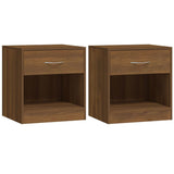 NNEVL Bedside Cabinets 2 pcs with Drawer Brown Oak