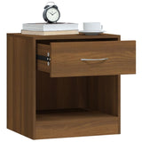 NNEVL Bedside Cabinets 2 pcs with Drawer Brown Oak