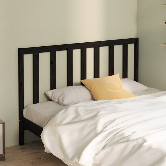 NNEVL Bed Headboard Black 141x4x100 cm Solid Wood Pine