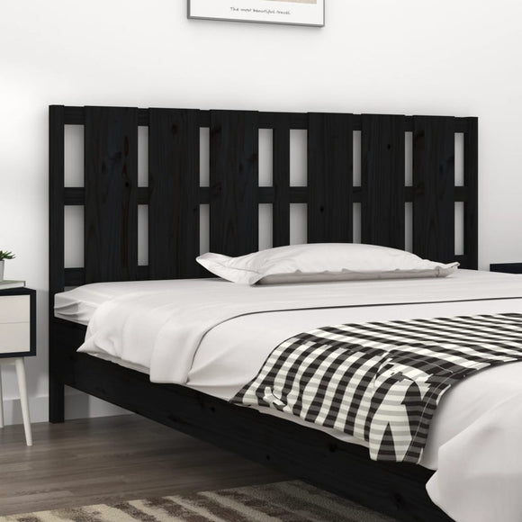 NNEVL Bed Headboard Black 185.5x4x100 cm Solid Wood Pine