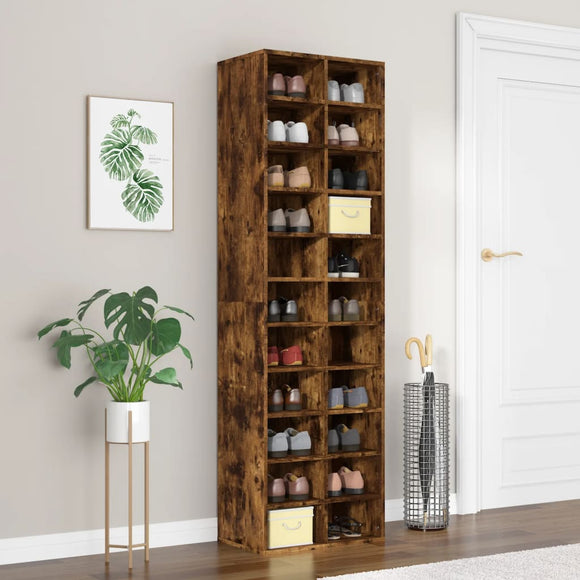 NNEVL Shoe Cabinet Smoked Oak 54x34x183 cm Engineered Wood