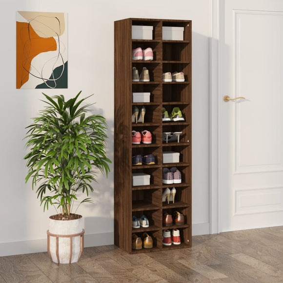NNEVL Shoe Cabinet Brown Oak 54x34x183 cm Engineered Wood