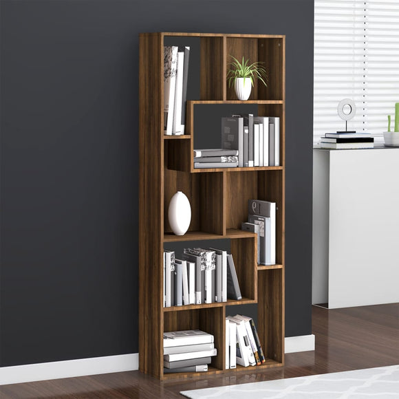 NNEVL Book Cabinet Brown Oak 67x24x161 cm Engineered Wood