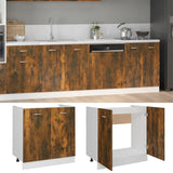 NNEVL Sink Bottom Cabinet Smoked Oak 80x46x81.5 cm Engineered Wood