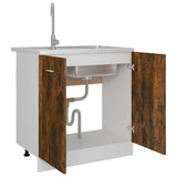 NNEVL Sink Bottom Cabinet Smoked Oak 80x46x81.5 cm Engineered Wood