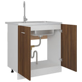 NNEVL Sink Bottom Cabinet Brown Oak 80x46x81.5 cm Engineered Wood