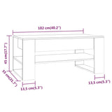 NNEVL Coffee Table White 102x55x45 cm Engineered Wood
