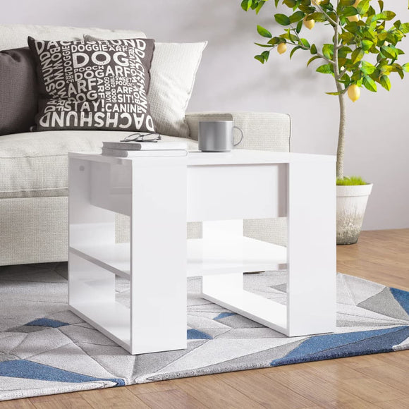 NNEVL Coffee Table High Gloss White 55.5x55x45 cm Engineered Wood