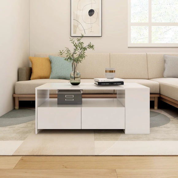 NNEVL Coffee Table White 102x55x42 cm Engineered Wood