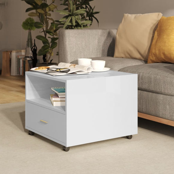 NNEVL Coffee Table High Gloss White 55x55x40 cm Engineered Wood