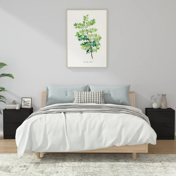 NNEVL Bedside Cabinets 2 pcs Black Engineered Wood