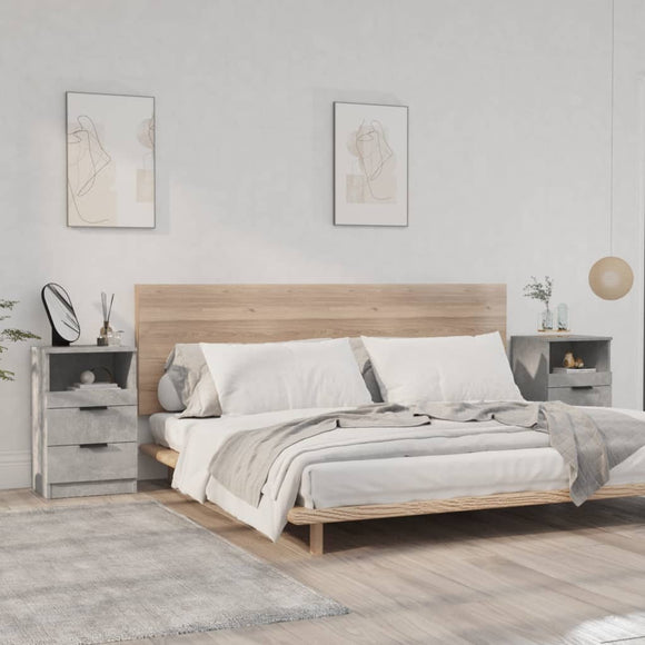 NNEVL Bedside Cabinets 2 pcs Concrete Grey Engineered Wood