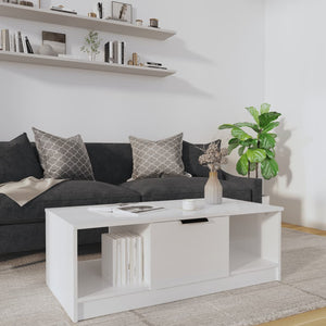 NNEVL Coffee Table High Gloss White 102x50x36 cm Engineered Wood