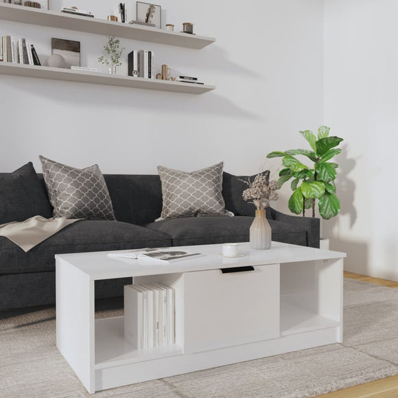 NNEVL Coffee Table High Gloss White 102x50x36 cm Engineered Wood