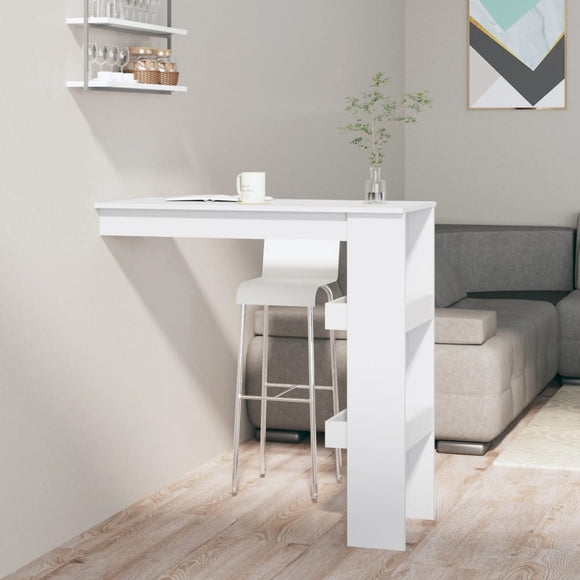 NNEVL Wall Bar Table High Gloss White 102x45x103.5 cm Engineered Wood
