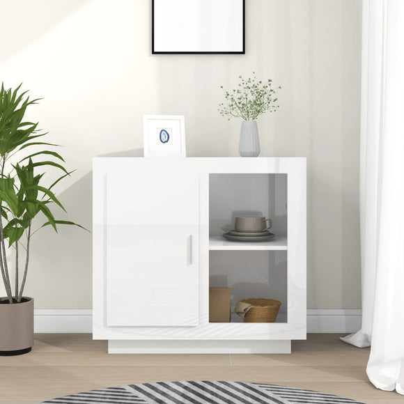 NNEVL Sideboard High Gloss White 80x40x75 cm