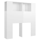 NNEVL Headboard Cabinet High Gloss White 100x18.5x104.5 cm