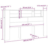 NNEVL Headboard Cabinet White 180x18.5x104.5 cm