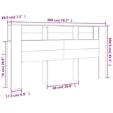 NNEVL Headboard Cabinet Black 200x18.5x104.5 cm