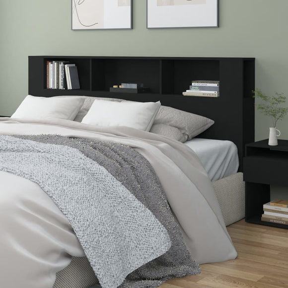 NNEVL Headboard Cabinet Black 200x18.5x104.5 cm