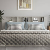 NNEVL Headboard Cabinet Concrete Grey 220x18.5x104.5 cm