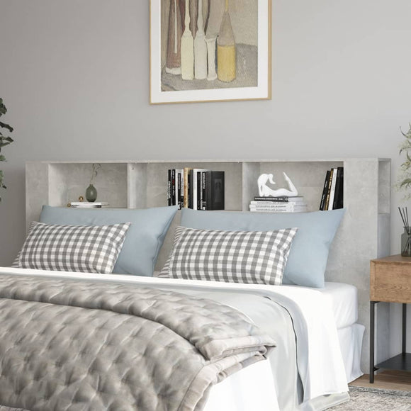 NNEVL Headboard Cabinet Concrete Grey 220x18.5x104.5 cm