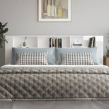 NNEVL Headboard Cabinet High Gloss White 220x18.5x104.5 cm