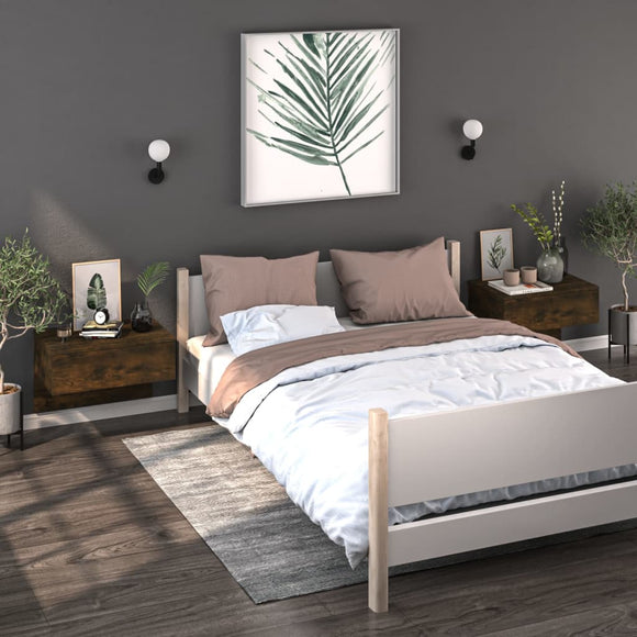 NNEVL Wall-mounted Bedside Cabinets 2 pcs Smoked Oak