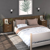 NNEVL Wall-mounted Bedside Cabinet Brown Oak