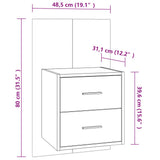 NNEVL Wall-mounted Bedside Cabinet Brown Oak