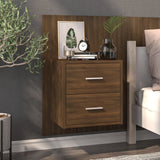 NNEVL Wall-mounted Bedside Cabinet Brown Oak
