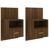 NNEVL Wall-mounted Bedside Cabinets 2 pcs Brown Oak