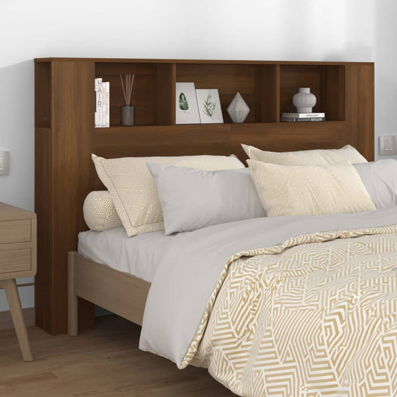 NNEVL Headboard Cabinet Brown Oak 160x18.5x104.5 cm