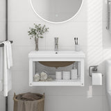 NNEVL Bathroom Washbasin Frame with Built-in Basin White Iron
