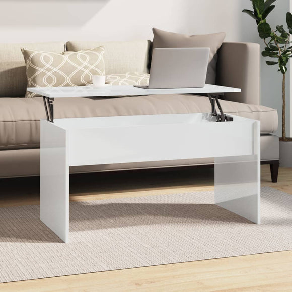 NNEVL Coffee Table High Gloss White 102x50.5x52.5 cm Engineered Wood