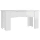 NNEVL Coffee Table High Gloss White 101x49x52 cm Engineered Wood
