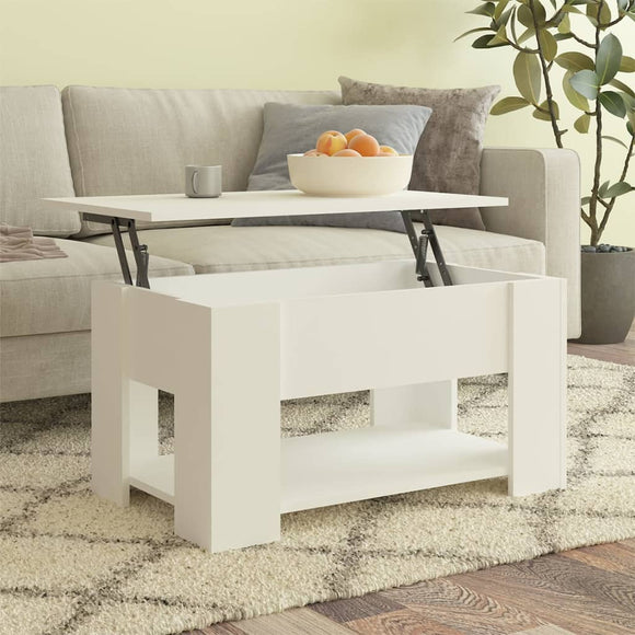 NNEVL Coffee Table White 79x49x41 cm Engineered Wood