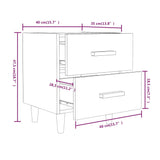 NNEVL Bed Cabinets 2 pcs Concrete Grey 40x35x47.5 cm
