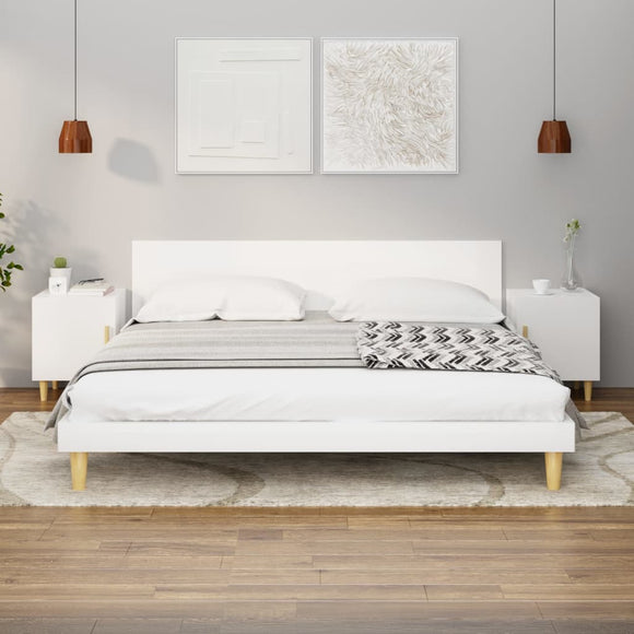NNEVL Bedside Cabinets 2 pcs High Gloss White Engineered Wood