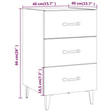NNEVL Bedside Cabinet White 40x40x66 cm Engineered Wood