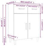 NNEVL Sideboard High Gloss White 69.5x34x89 cm Engineered Wood