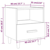 NNEVL Bedside Cabinet Brown Oak 40x35x47 cm